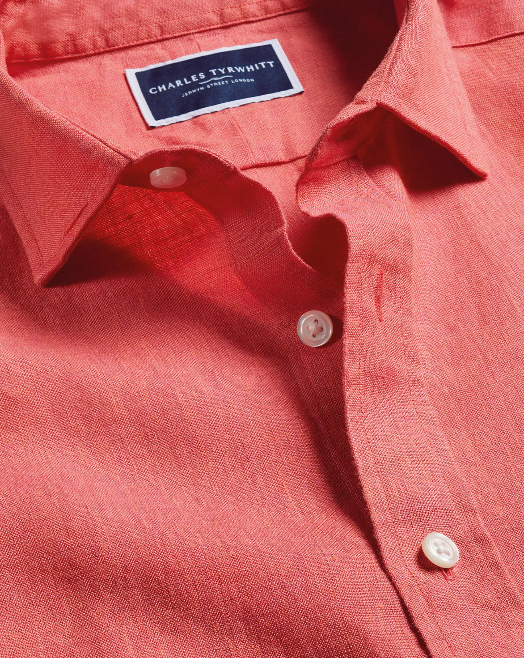 Casual Shirts|Pink Shirts<Charles Tyrwhitt Pure Linen Shirt - Coral Pink