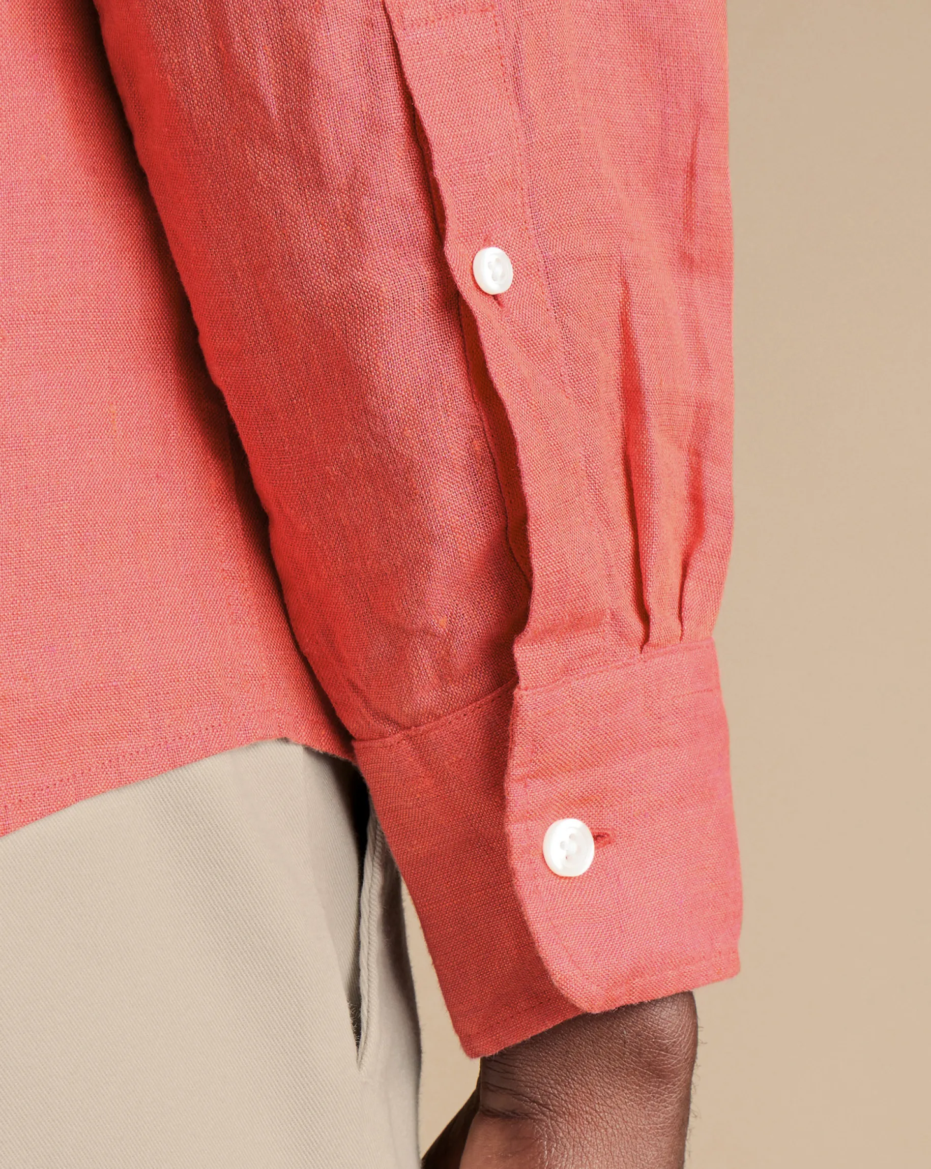 Casual Shirts|Pink Shirts<Charles Tyrwhitt Pure Linen Shirt - Coral Pink