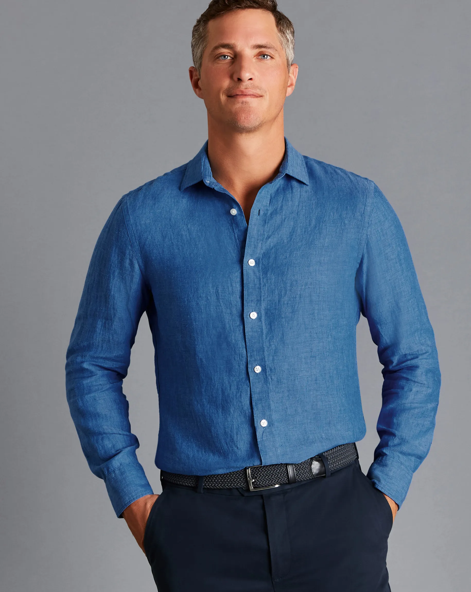 Shirt Sale|Casual Shirts<Charles Tyrwhitt Pure Linen Shirt - Ocean Blue