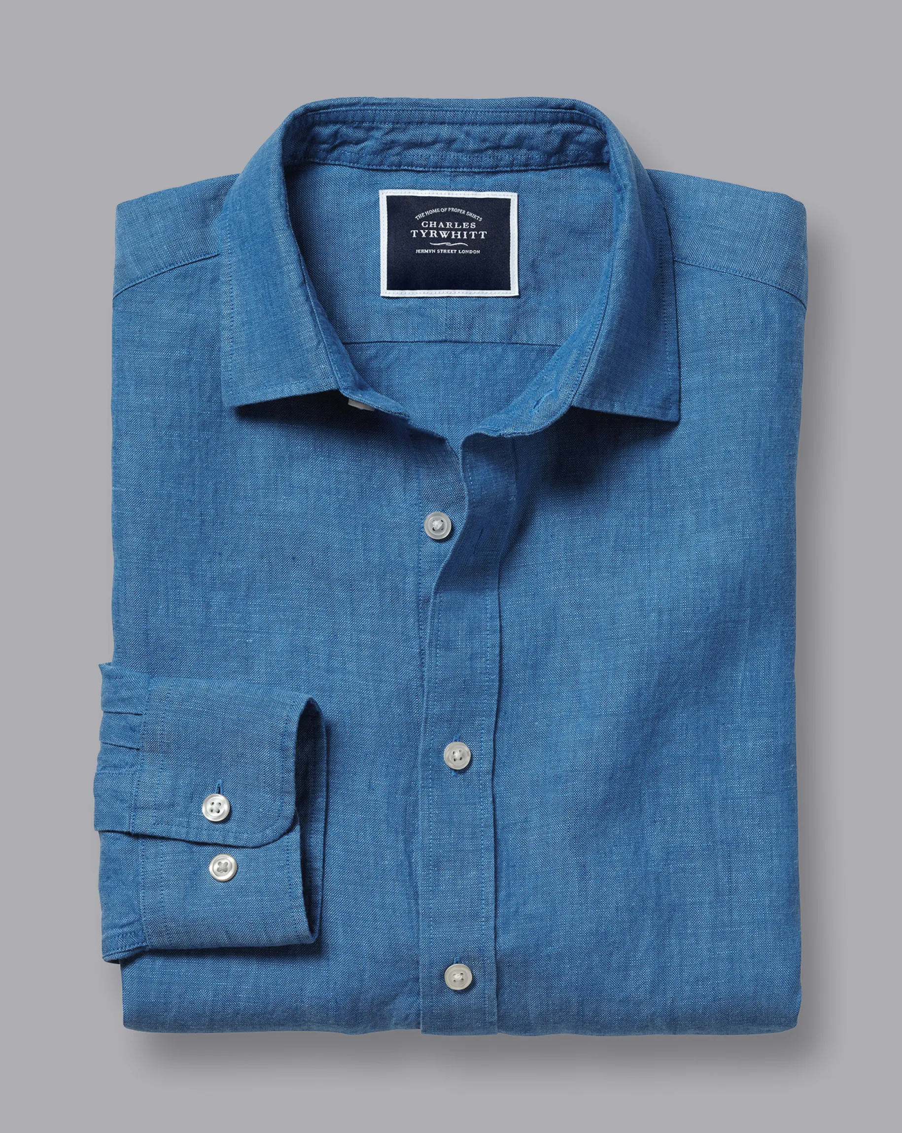 Shirt Sale|Casual Shirts<Charles Tyrwhitt Pure Linen Shirt - Ocean Blue