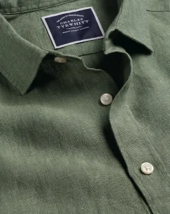 Casual Shirts|Extra Slim Fit Shirts<Charles Tyrwhitt Pure Linen Shirt - Green Olive