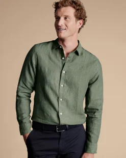 Casual Shirts|Extra Slim Fit Shirts<Charles Tyrwhitt Pure Linen Shirt - Green Olive
