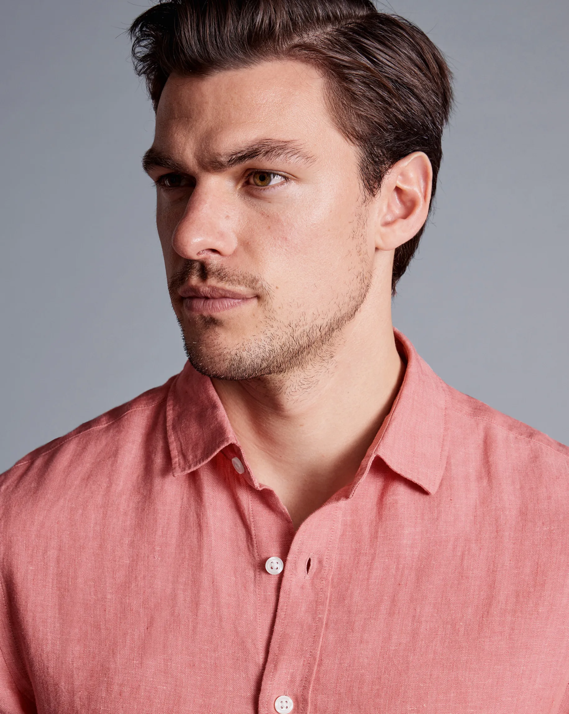 Casual Shirts|17"<Charles Tyrwhitt Pure Linen Shirt - Salmon Pink