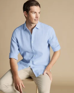 Casual Shirts|Blue Shirts<Charles Tyrwhitt Pure Linen Shirt - Blue Sky