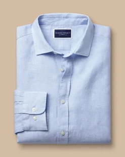 Casual Shirts|Blue Shirts<Charles Tyrwhitt Pure Linen Shirt - Blue Sky