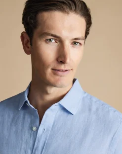 Casual Shirts|Blue Shirts<Charles Tyrwhitt Pure Linen Shirt - Blue Sky