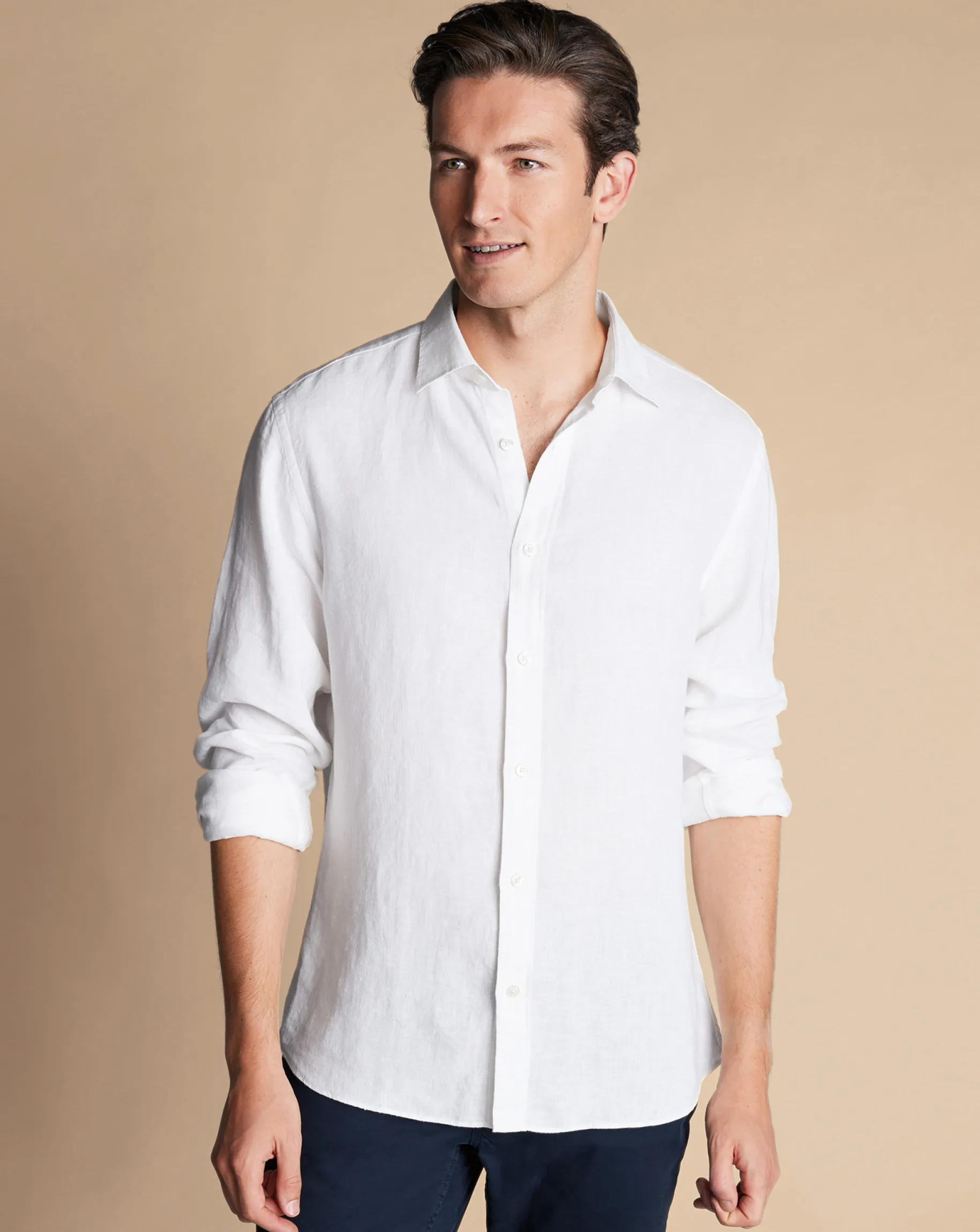 Casual Shirts|White Shirts<Charles Tyrwhitt Pure Linen Shirt - White