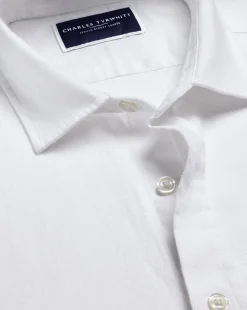 Short Sleeve Shirts|Casual Shirts<Charles Tyrwhitt Pure Linen Short Sleeve Shirt - White
