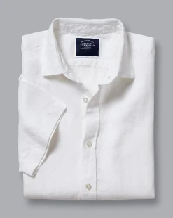 Short Sleeve Shirts|Casual Shirts<Charles Tyrwhitt Pure Linen Short Sleeve Shirt - White