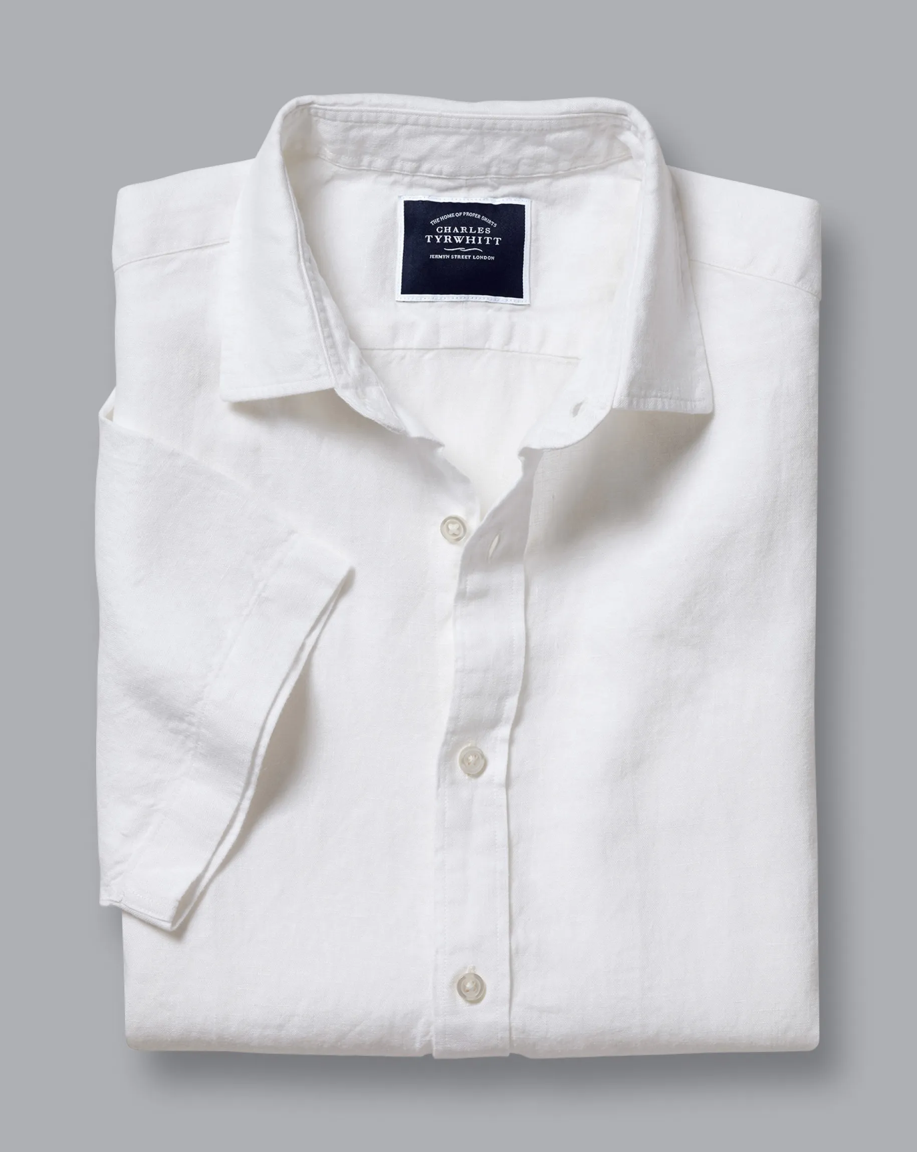 Short Sleeve Shirts|Casual Shirts<Charles Tyrwhitt Pure Linen Short Sleeve Shirt - White