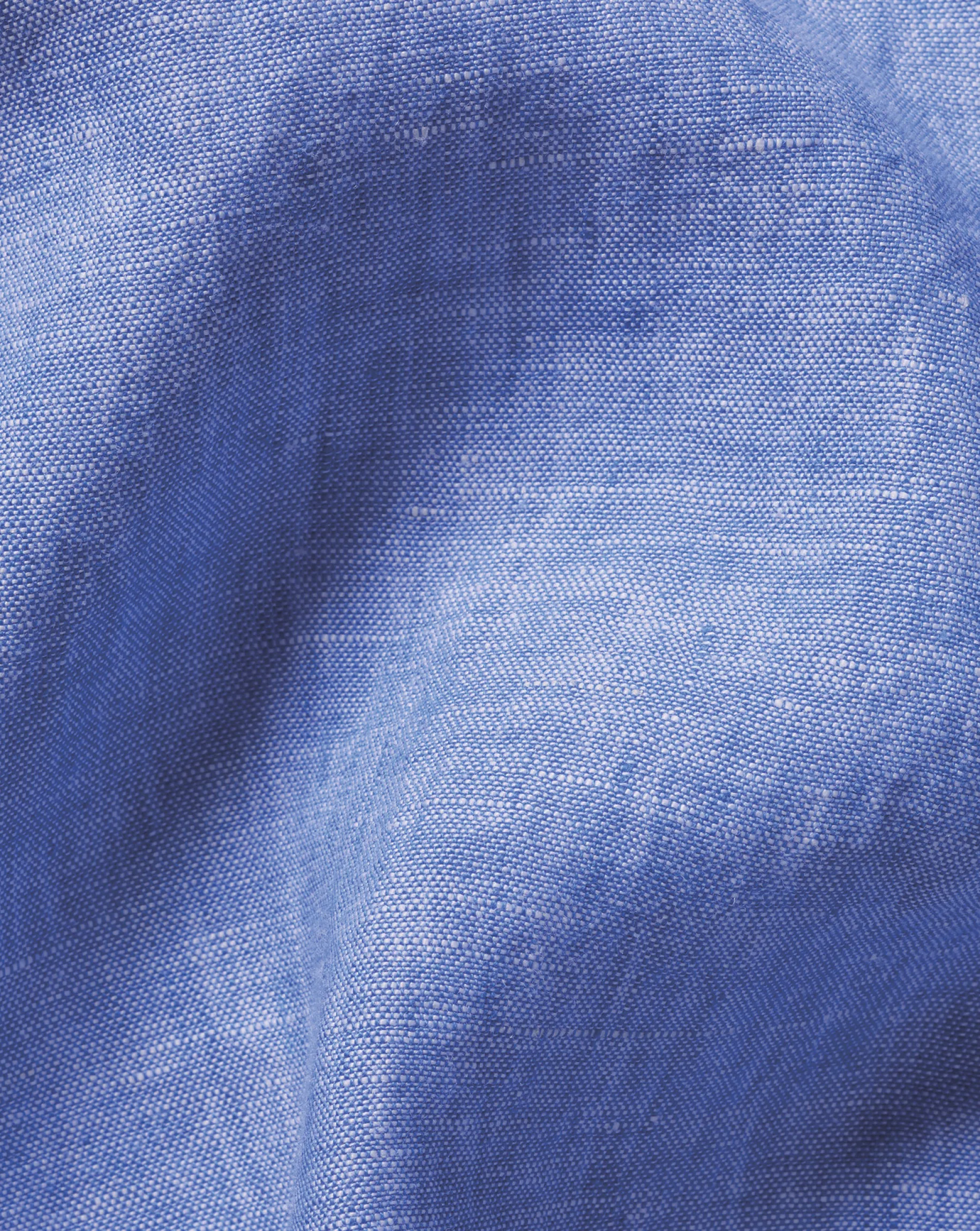 Short Sleeve Shirts|Casual Shirts<Charles Tyrwhitt Pure Linen Short Sleeve Shirt - Cobalt Blue