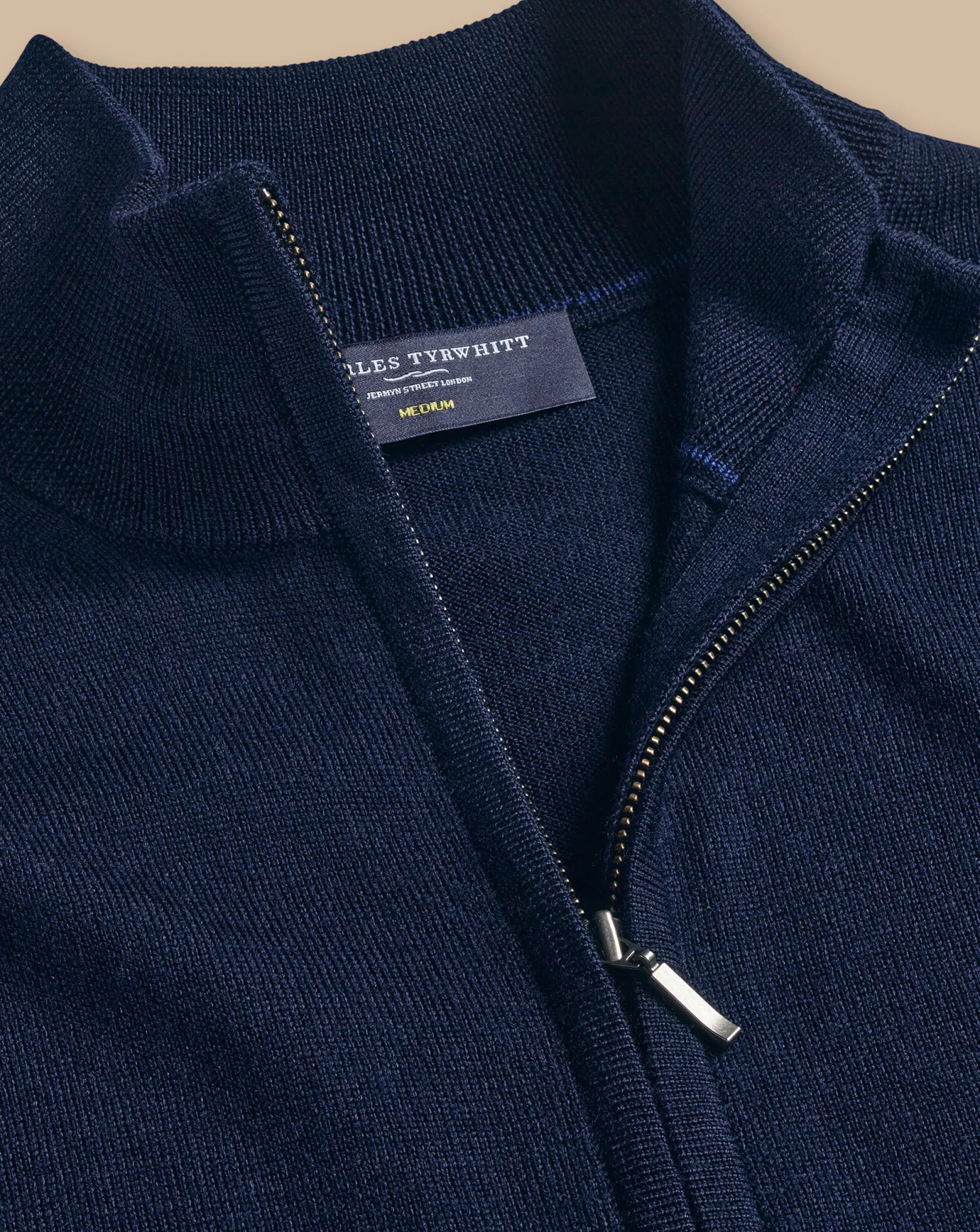 Golf Collection|Blue Sweaters<Charles Tyrwhitt Pure Merino Full Zip-Through Cardigan - Navy