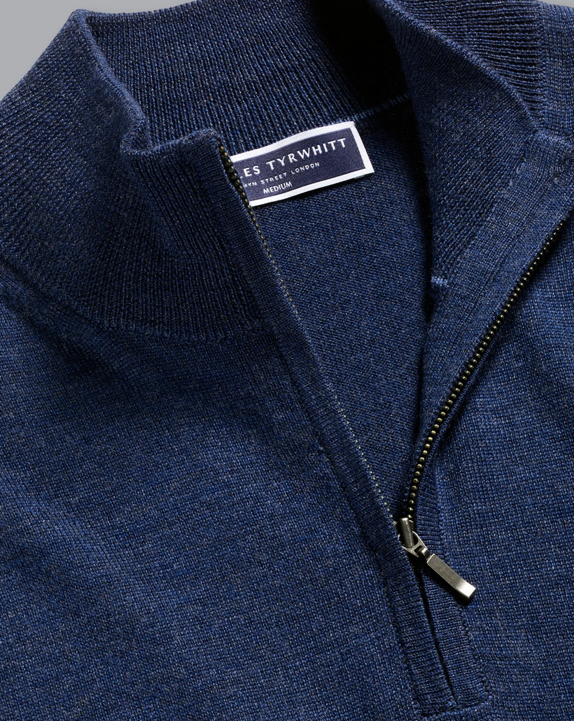 Quarter Zip Sweaters|Sweaters<Charles Tyrwhitt Pure Merino Quarter Zip Sweater - Ink Blue