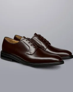 Shoes<Charles Tyrwhitt Rubber Sole High Shine Leather Derby Shoes - Dark Chocolate
