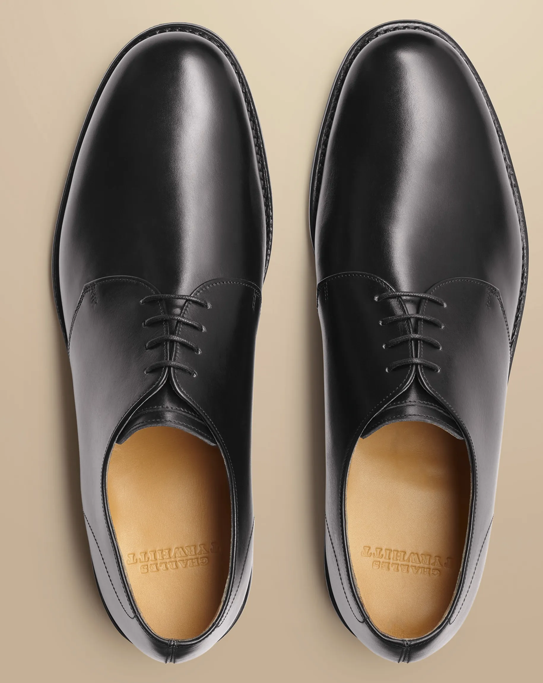 Smart Shoes|Black Shoes<Charles Tyrwhitt Rubber Sole Leather Derby Shoes - Black