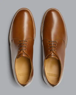 Shoes<Charles Tyrwhitt Rubber Sole Leather Derby Shoes - Dark Tan
