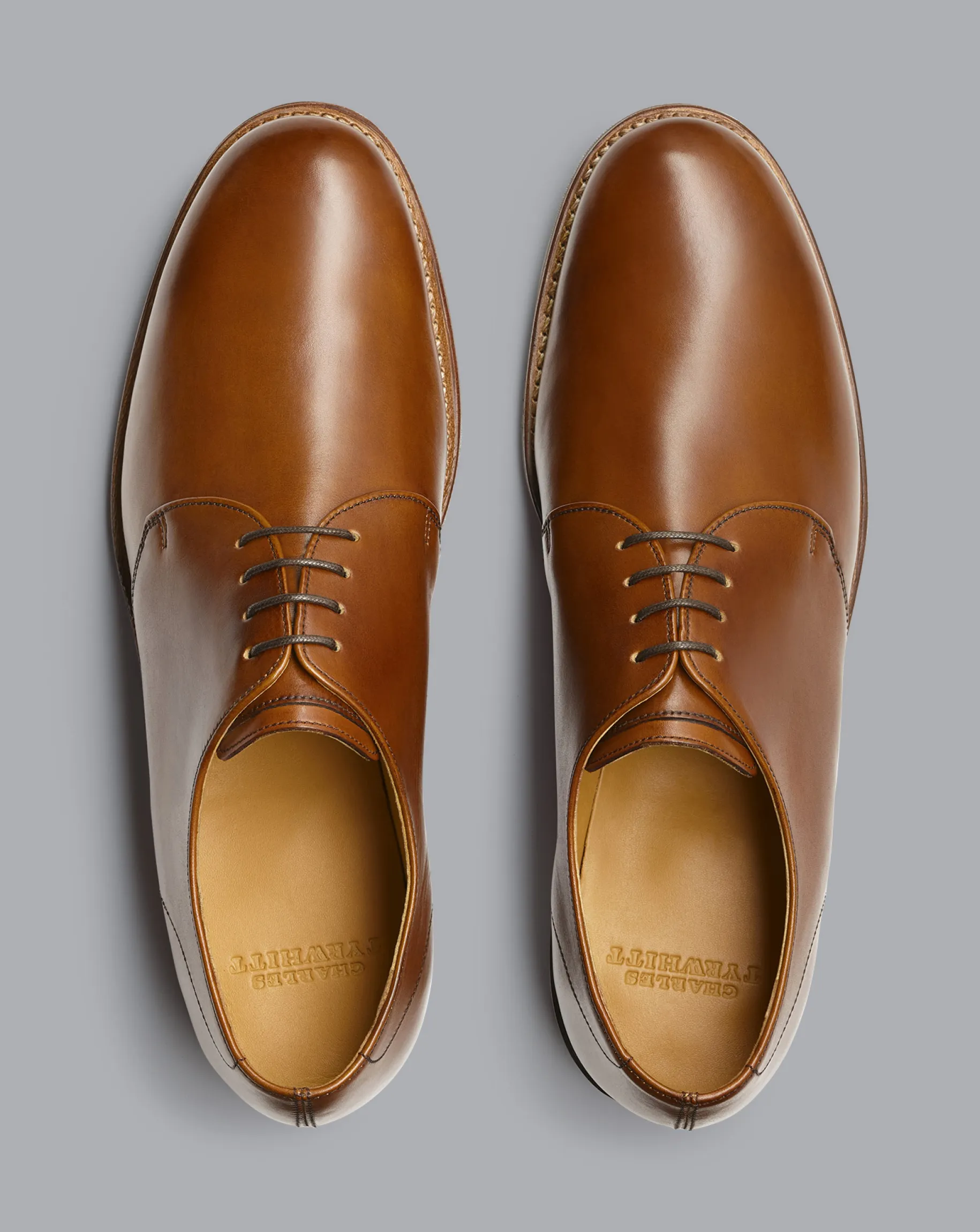Shoes<Charles Tyrwhitt Rubber Sole Leather Derby Shoes - Dark Tan