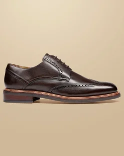 Smart Shoes|Brown Shoes<Charles Tyrwhitt Rubber Sole Leather Derby Brogue Shoes - Dark Chocolate