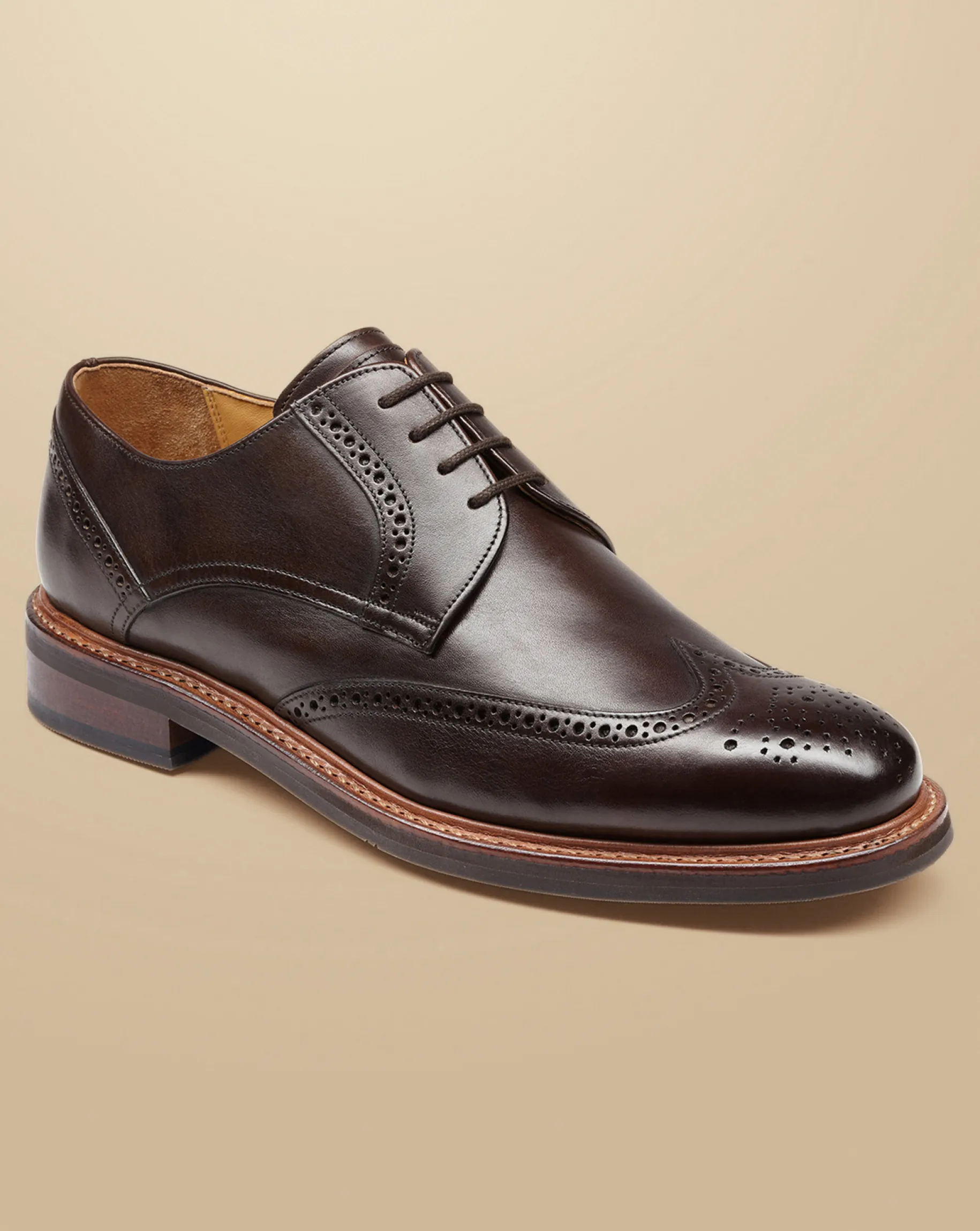 Smart Shoes|Brown Shoes<Charles Tyrwhitt Rubber Sole Leather Derby Brogue Shoes - Dark Chocolate