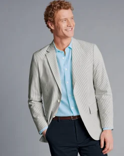Coats & Jackets|Blazers<Charles Tyrwhitt Seersucker Jacket - Silver Grey