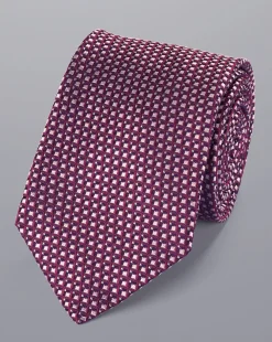 Ties & Bow-ties<Charles Tyrwhitt Semi Plain Pattern Silk Tie - Dark Pink