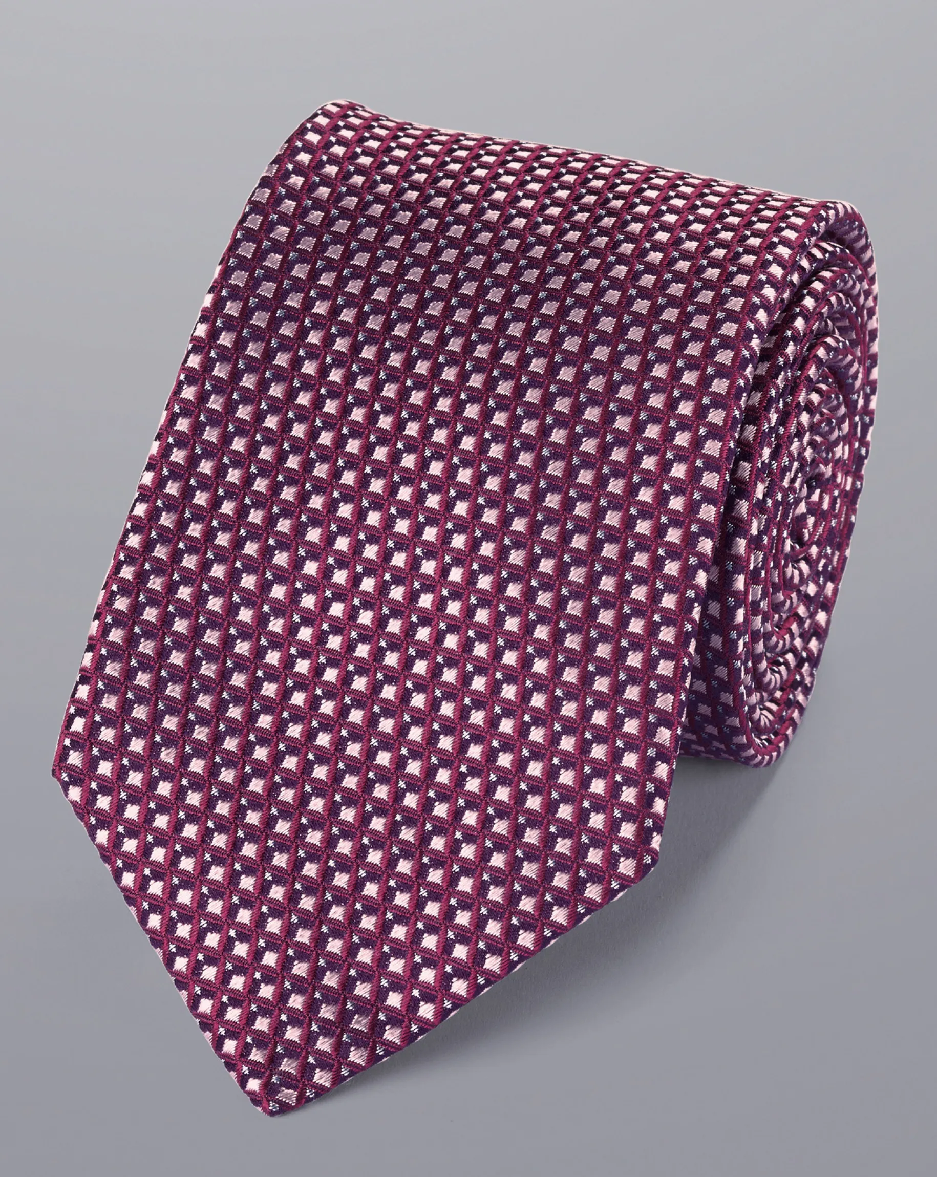 Ties & Bow-ties<Charles Tyrwhitt Semi Plain Pattern Silk Tie - Dark Pink