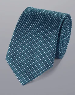 Ties & Bow-ties<Charles Tyrwhitt Semi Plain Pattern Silk Tie - Blue Dark Turquoise