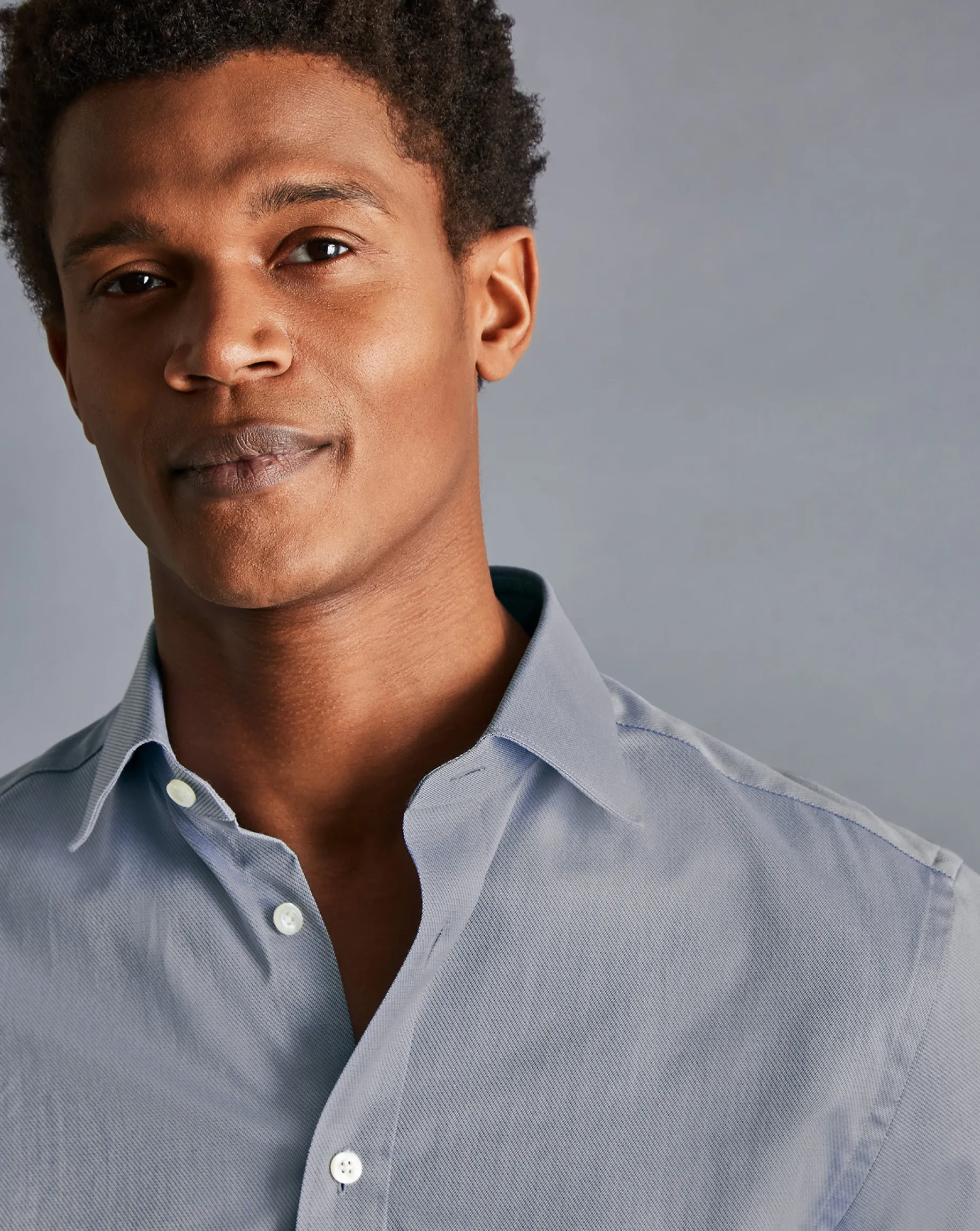 Shirt Sale|Dress Shirts<Charles Tyrwhitt Semi-Spread Collar Egyptian Cotton Hampton Weave Shirt - Steel Blue