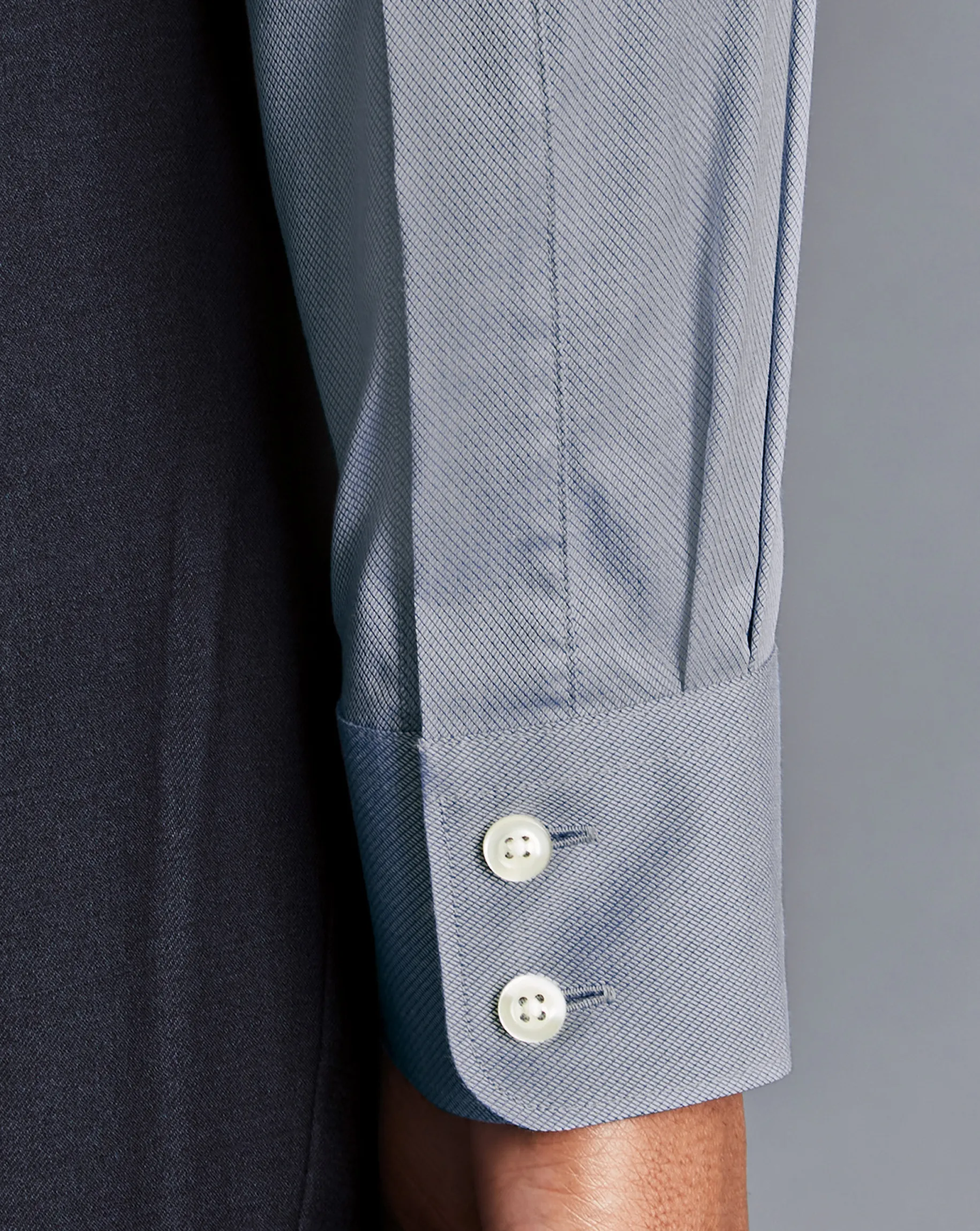 Shirt Sale|Dress Shirts<Charles Tyrwhitt Semi-Spread Collar Egyptian Cotton Hampton Weave Shirt - Steel Blue