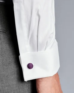 Dress Shirts|White Shirts<Charles Tyrwhitt Semi-Spread Collar Egyptian Cotton Hudson Weave Shirt - White