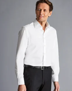 Dress Shirts|XL<Charles Tyrwhitt Semi-Spread Collar Egyptian Cotton Poplin Shirt - White