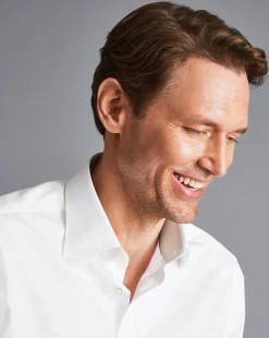 Dress Shirts|XL<Charles Tyrwhitt Semi-Spread Collar Egyptian Cotton Poplin Shirt - White