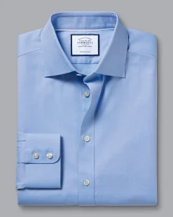 Shirt Sale|Dress Shirts<Charles Tyrwhitt Semi-Spread Collar Egyptian Cotton Berkshire Weave Shirt - Cornflower Blue