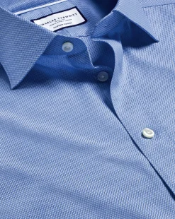 Shirt Sale|Dress Shirts<Charles Tyrwhitt Semi-Spread Collar Egyptian Cotton Hudson Weave Shirt - Cornflower Blue