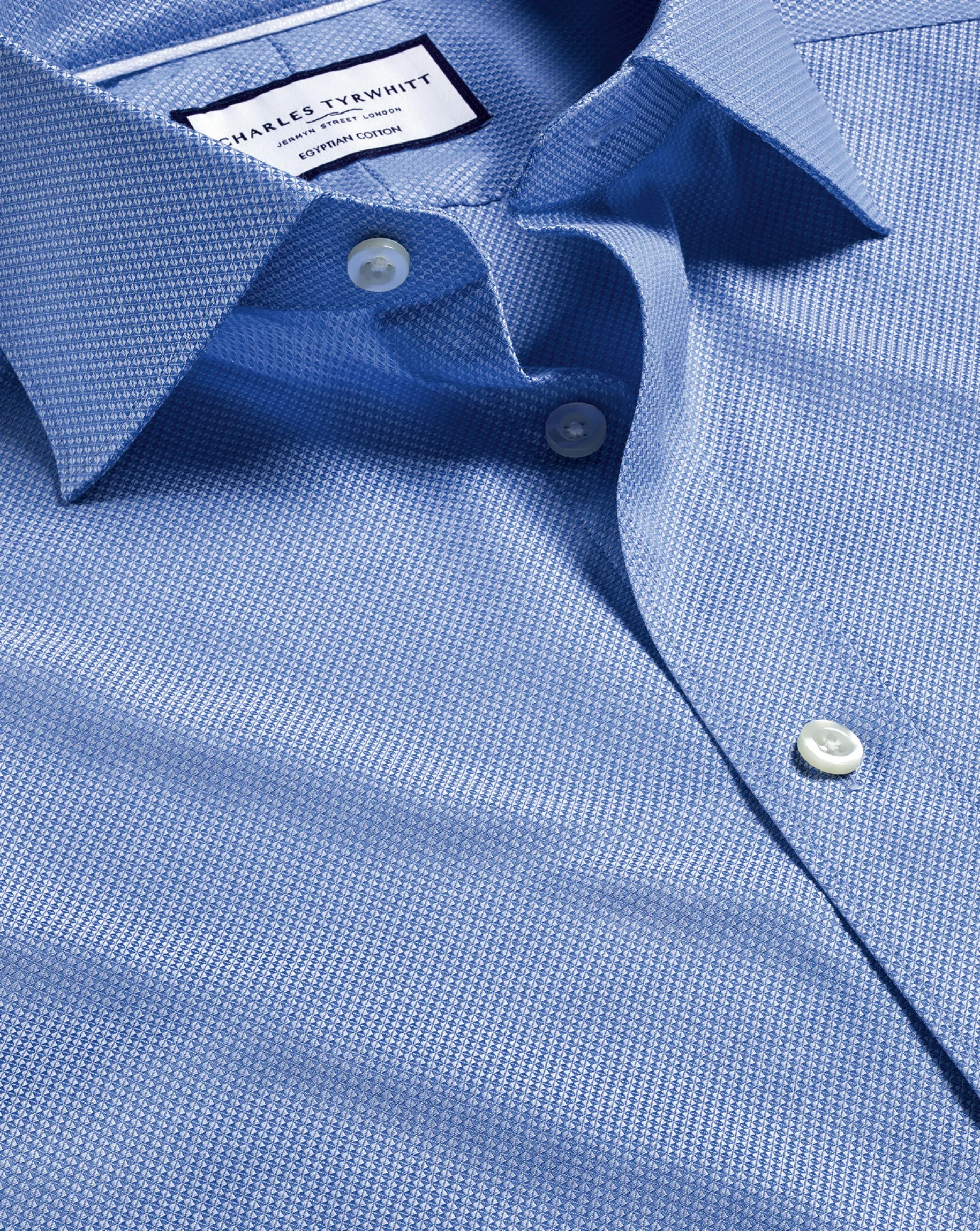 Shirt Sale|Dress Shirts<Charles Tyrwhitt Semi-Spread Collar Egyptian Cotton Hudson Weave Shirt - Cornflower Blue