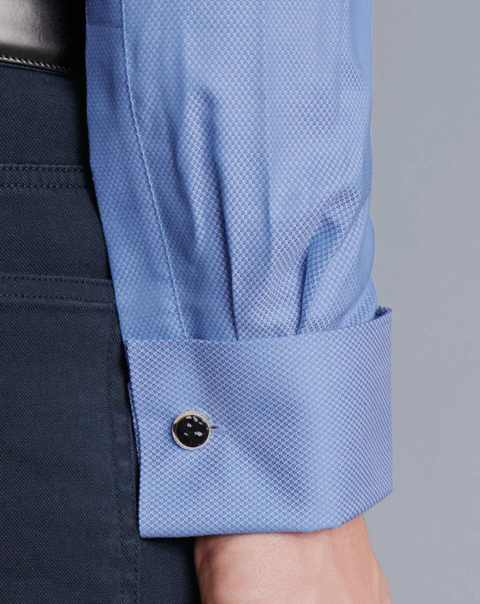 Shirt Sale|Dress Shirts<Charles Tyrwhitt Semi-Spread Collar Egyptian Cotton Hudson Weave Shirt - Cornflower Blue