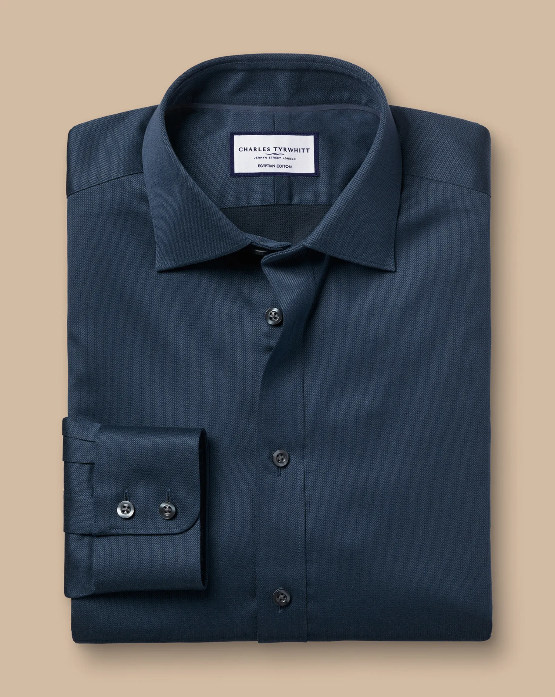 Dress Shirts|Blue Shirts<Charles Tyrwhitt Semi-Spread Collar Egyptian Cotton Windsor Weave Shirt - Steel Blue