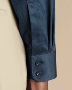 Dress Shirts|Blue Shirts<Charles Tyrwhitt Semi-Spread Collar Egyptian Cotton Windsor Weave Shirt - Steel Blue