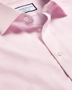 Shirt Sale|Dress Shirts<Charles Tyrwhitt Semi-Spread Collar Egyptian Cotton Hudson Weave Shirt - Light Pink
