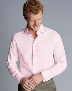 Shirt Sale|Dress Shirts<Charles Tyrwhitt Semi-Spread Collar Egyptian Cotton Hudson Weave Shirt - Light Pink
