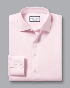 Shirt Sale|Dress Shirts<Charles Tyrwhitt Semi-Spread Collar Egyptian Cotton Hudson Weave Shirt - Light Pink