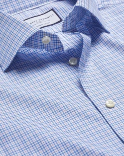 Dress Shirts|M<Charles Tyrwhitt Semi-Spread Collar Egyptian Cotton Multi Check Shirt - Cornflower Blue