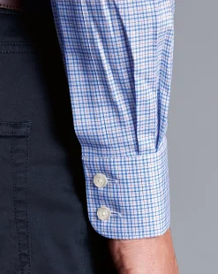 Dress Shirts|M<Charles Tyrwhitt Semi-Spread Collar Egyptian Cotton Multi Check Shirt - Cornflower Blue