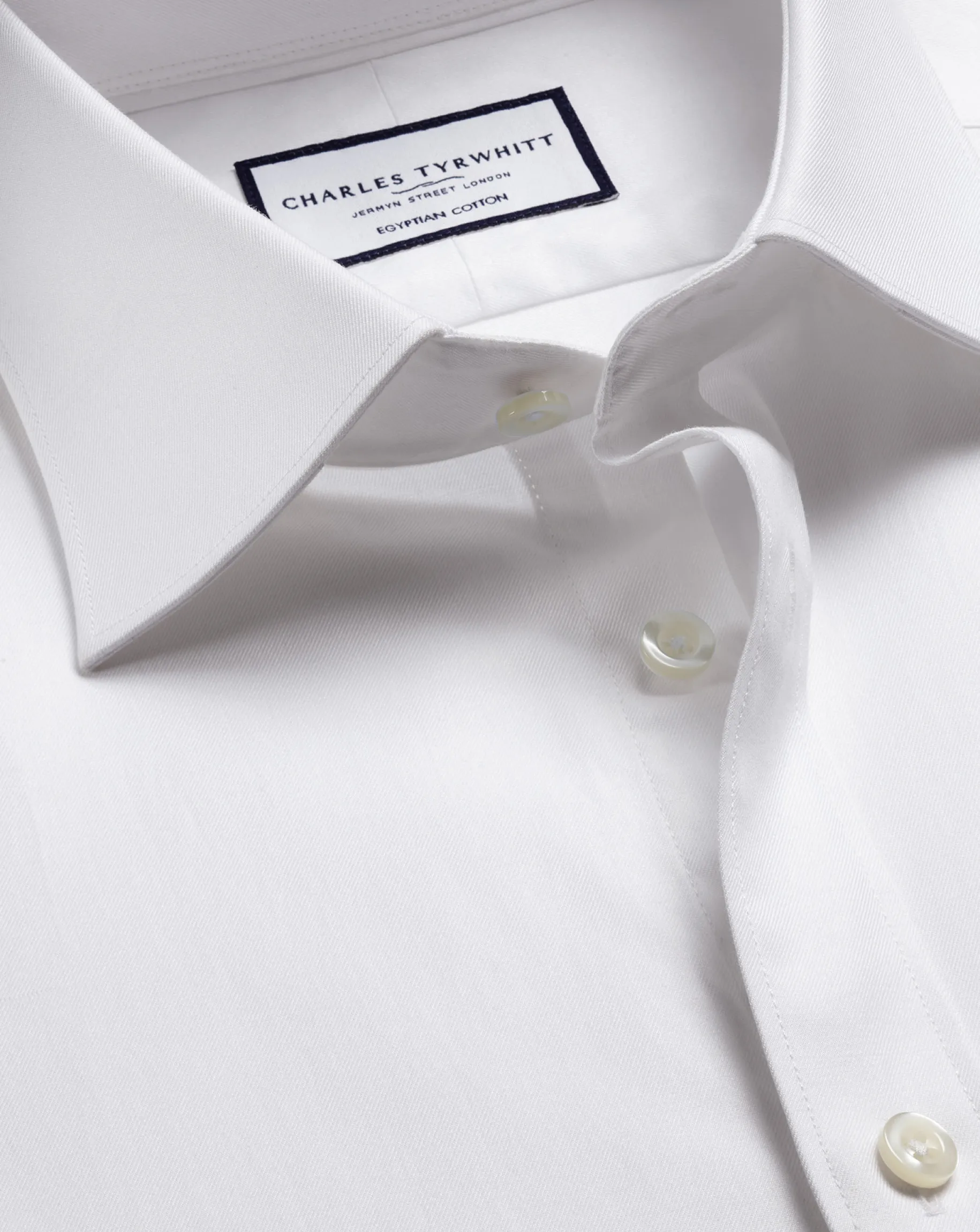Egyptian Cotton Shirts|Dress Shirts<Charles Tyrwhitt Semi-Spread Collar Egyptian Cotton Twill Shirt - White