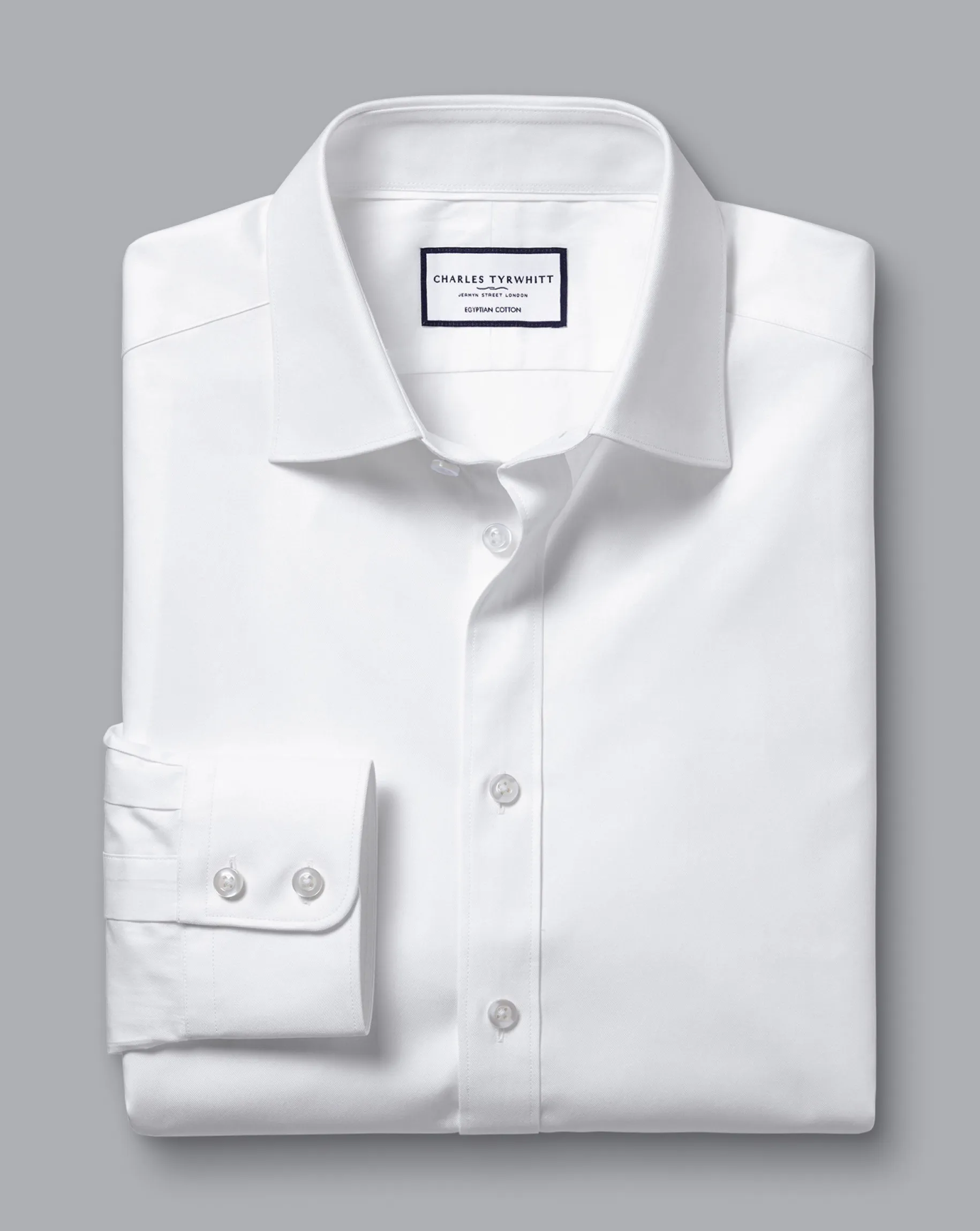 Egyptian Cotton Shirts|Dress Shirts<Charles Tyrwhitt Semi-Spread Collar Egyptian Cotton Twill Shirt - White