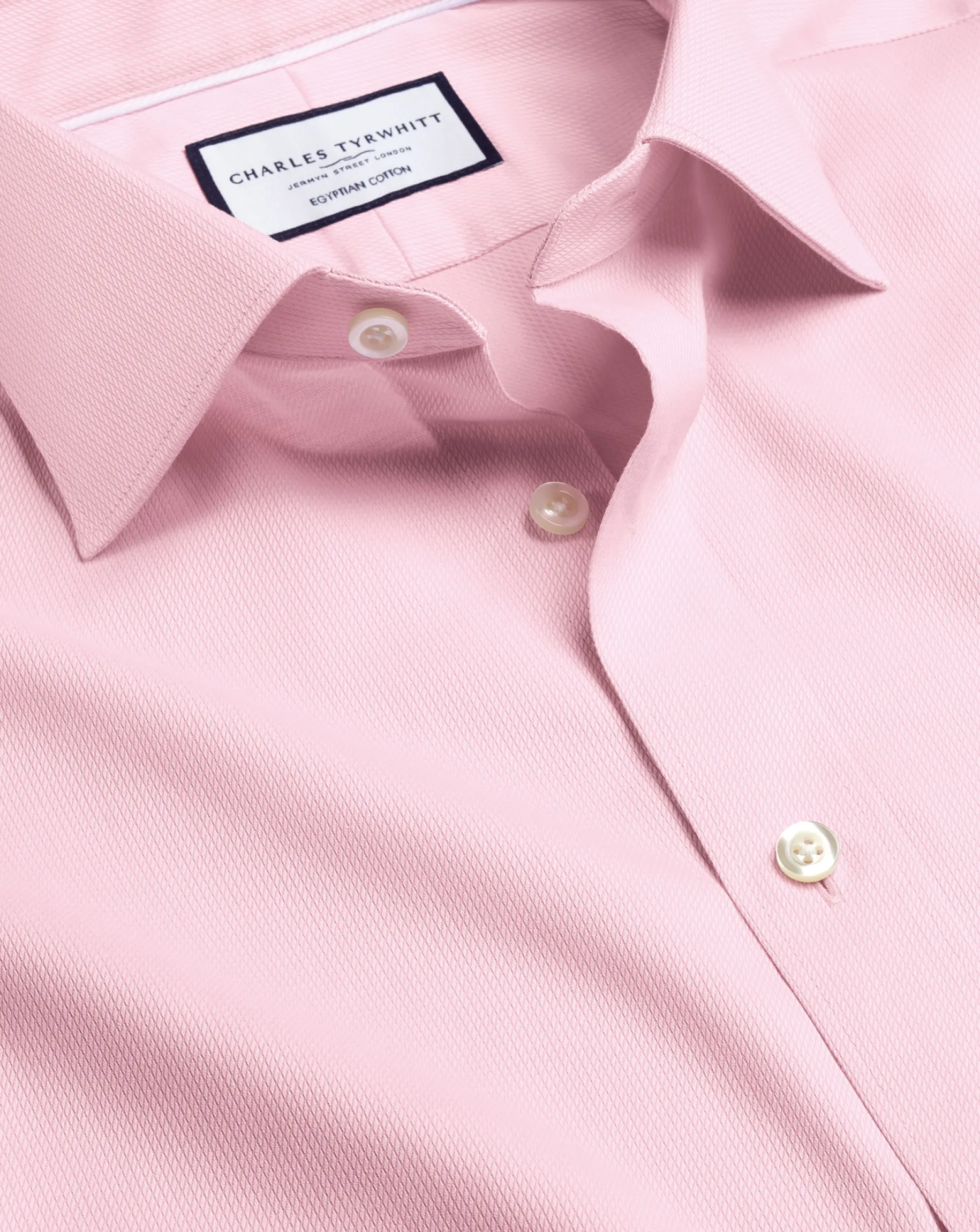 Dress Shirts|Pink Shirts<Charles Tyrwhitt Semi-Spread Collar Egyptian Cotton Windsor Weave Shirt - Pink
