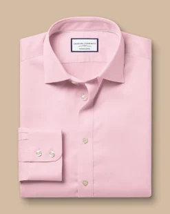 Dress Shirts|Pink Shirts<Charles Tyrwhitt Semi-Spread Collar Egyptian Cotton Windsor Weave Shirt - Pink
