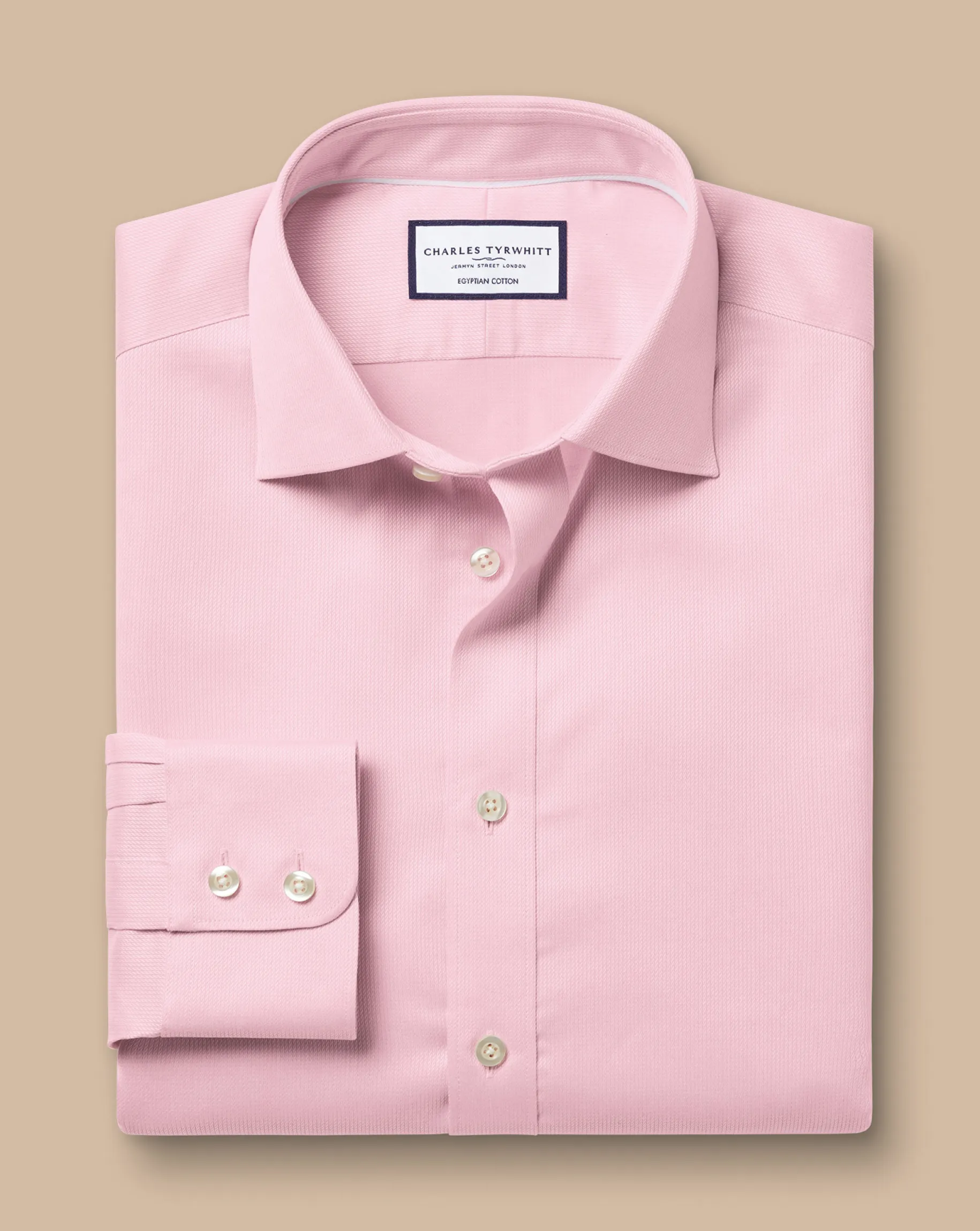 Dress Shirts|Pink Shirts<Charles Tyrwhitt Semi-Spread Collar Egyptian Cotton Windsor Weave Shirt - Pink
