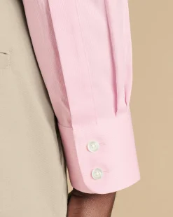 Dress Shirts|Pink Shirts<Charles Tyrwhitt Semi-Spread Collar Egyptian Cotton Windsor Weave Shirt - Pink