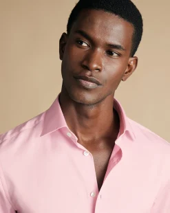 Dress Shirts|Pink Shirts<Charles Tyrwhitt Semi-Spread Collar Egyptian Cotton Windsor Weave Shirt - Pink
